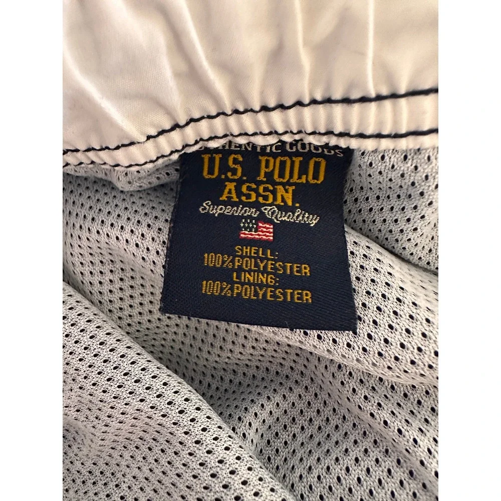 U.S. Polo Assn Swim Trunks Navy Blue White Stripe Cargo Pocket Mens Large